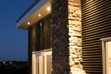 Exterior lighting on a modern home